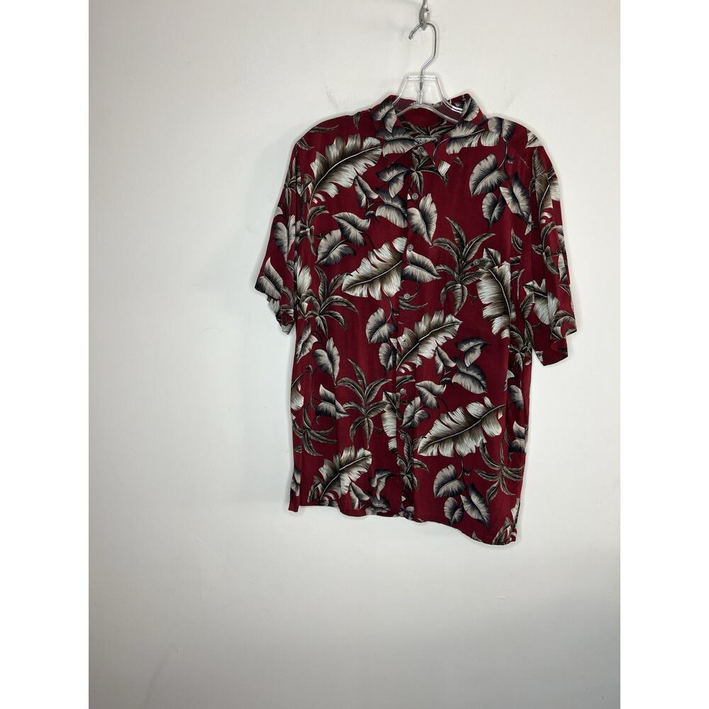 Batik Bay Mens Button Up Hawaiian Shirt Size Large Palm Leaves Short Sleeve